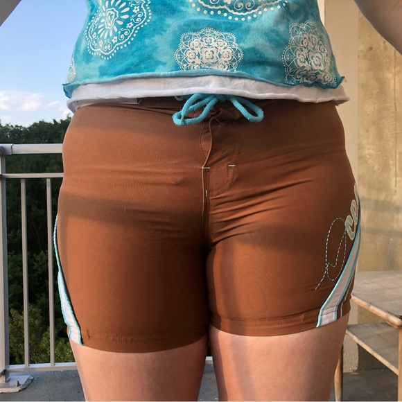 Brown & Blue tie-up shorts - Picture 3 of 6